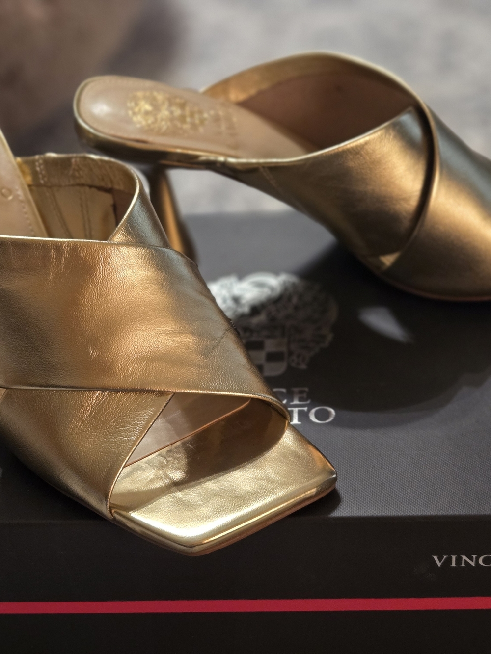 Gold Leather Mules